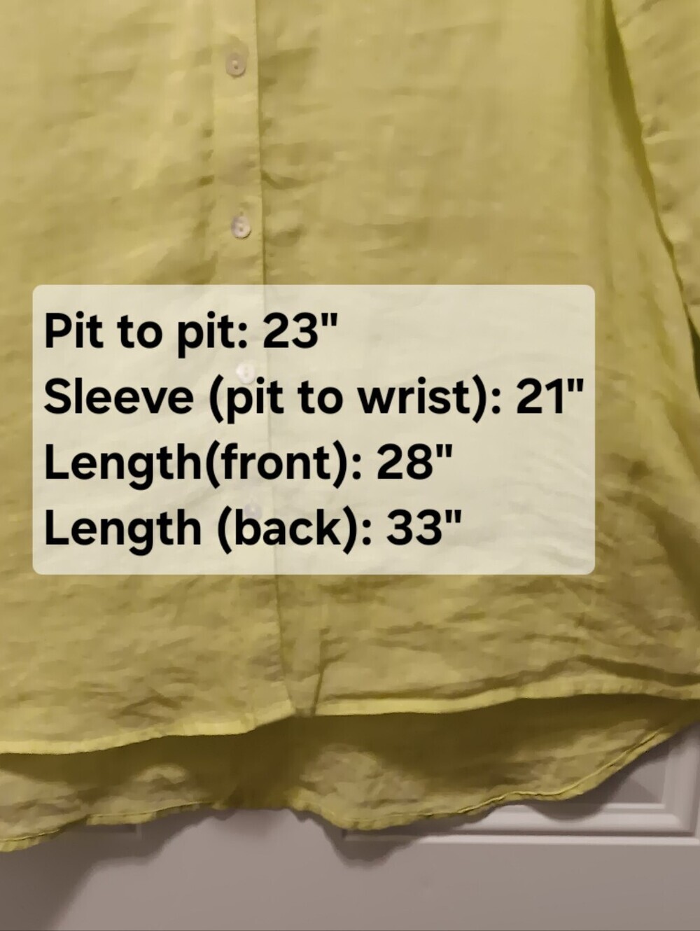 Sigrid Olsen| 100% Linen Button Down Tunic Chartreuse Relaxed Oversize  Sz L - Picture 14 of 16